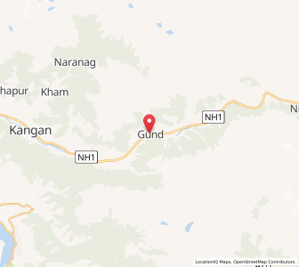 Map of Gund, Kashmir