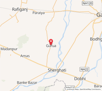 Map of Gurua, Bihar