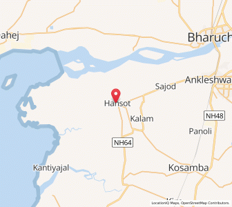 Map of Hansot, Gujarat