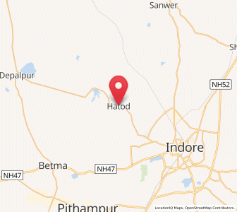 Map of Hatod, Madhya Pradesh