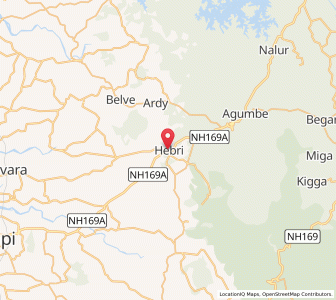 Map of Hebri, Karnataka