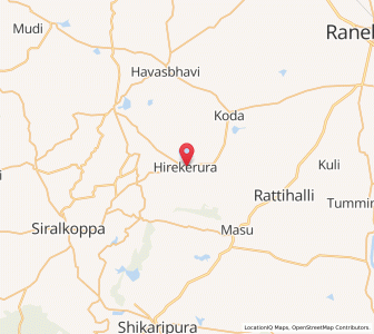Map of Hirekerur, Karnataka