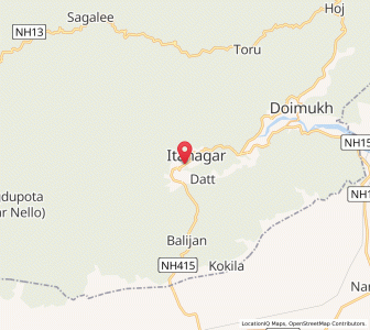 Map of Itanagar, Arunachal Pradesh
