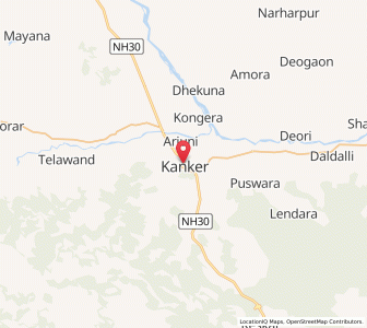 Map of Kanker, Chhattisgarh