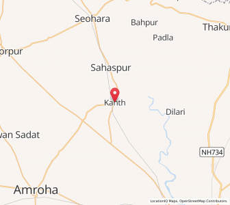 Map of Kanth, Uttar Pradesh
