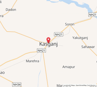 Map of Kasganj, Uttar Pradesh