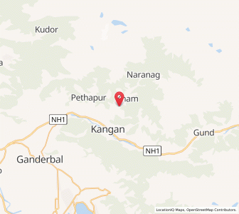 Map of Khanan, Kashmir