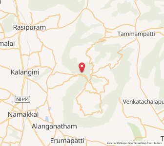 Map of Kolli Hills, Tamil Nadu