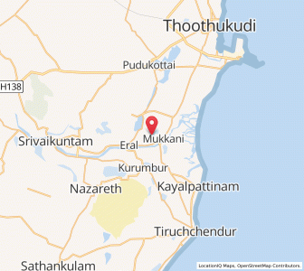 Map of Korkai, Tamil Nadu