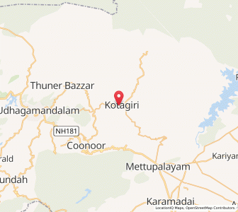 Map of Kotagiri, Tamil Nadu