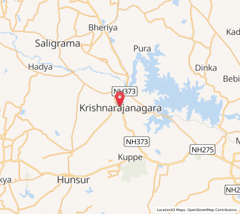 Map of Krishnarajasagara, Karnataka