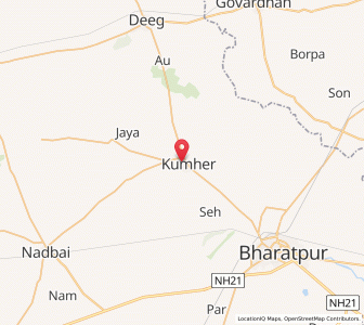 Map of Kumher, Rajasthan