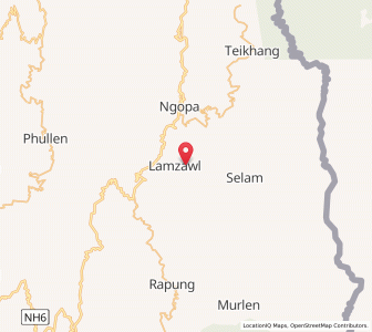 Map of Lamzawl, Mizoram