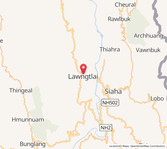 Map of Lawngtlai, Mizoram