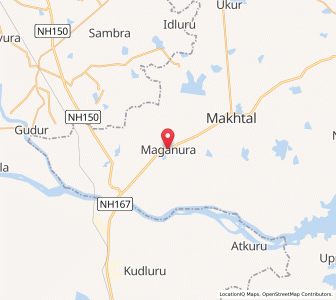 Map of Magnur, Andhra Pradesh