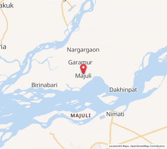 Map of Majuli, Assam