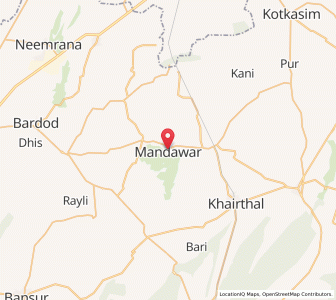 Map of Mandāwar, Rajasthan
