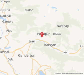Map of Mangam, Kashmir
