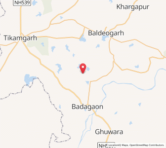 Map of Nagara, Madhya Pradesh