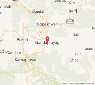 Map of Nandaprayag, Uttarakhand