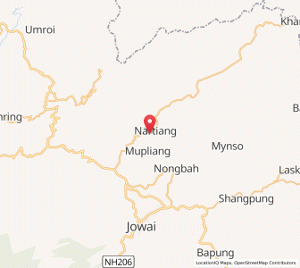 Map of Nartiang, Meghalaya