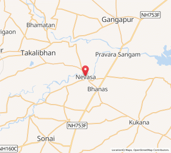 Map of Nevasa, Maharashtra