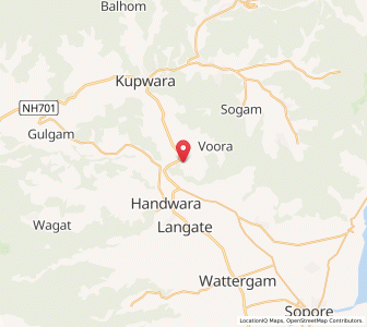 Map of Nutnus, Kashmir
