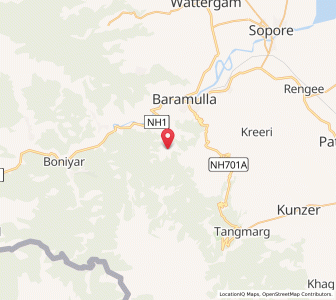 Map of Odur, Kashmir