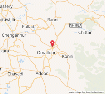 Map of Pathanamthitta, Kerala