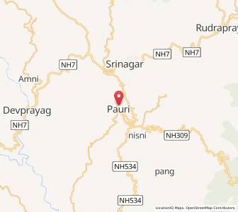 Map of Pauri, Uttarakhand