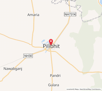 Map of Pilibhit, Uttar Pradesh