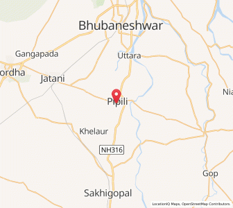 Map of Pipili, Odisha