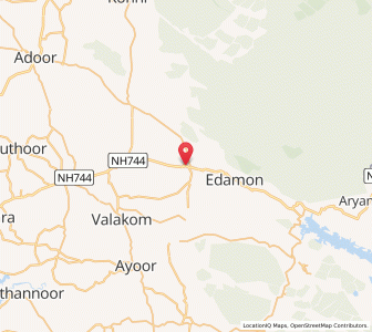 Map of Punalur, Kerala