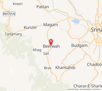 Map of Qasba Biru, Kashmir