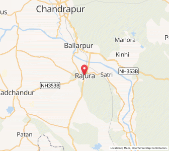 Map of Rajura, Maharashtra