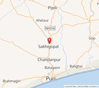 Map of Sakhi Gopal, Odisha