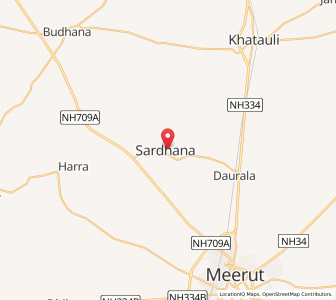 Map of Sardhana, Uttar Pradesh
