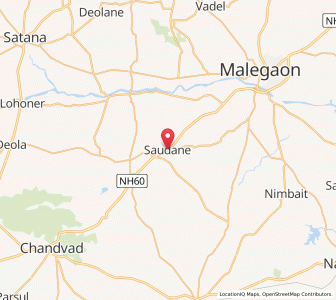 Map of Saundane, Maharashtra