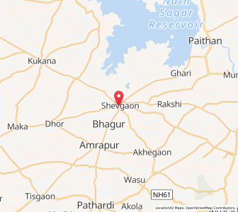 Map of Shevgaon, Maharashtra