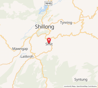 Map of Smit, Meghalaya