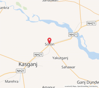 Map of Soron, Uttar Pradesh