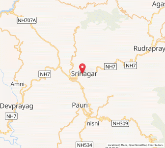 Map of Srīnagar, Uttarakhand