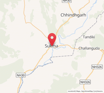 Map of Sukma, Chhattisgarh