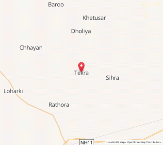Map of Tekra, Rajasthan