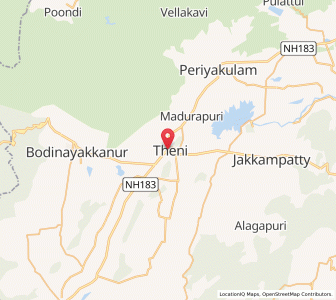 Map of Teni, Tamil Nadu