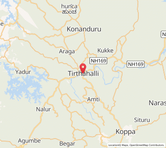 Map of Tirthahalli, Karnataka
