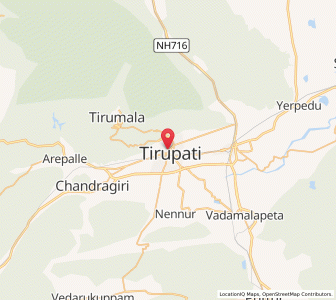 Map of Tirupati, Andhra Pradesh