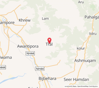 Map of Tral, Kashmir