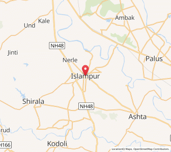Map of Urun-Islampur, Maharashtra
