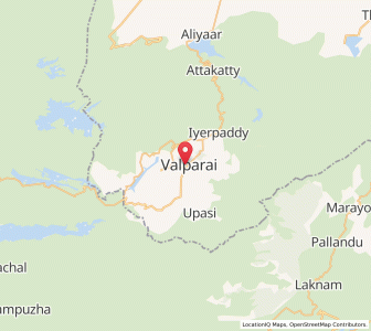 Map of Valparai, Tamil Nadu